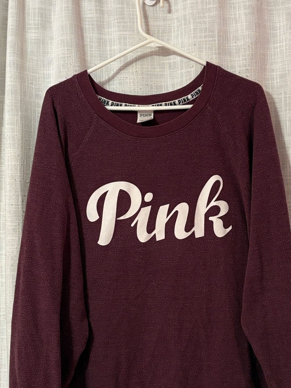 PINK Soft Maroon Graphic Spellout Athletic Sweatshirt - Picture 5 of 12